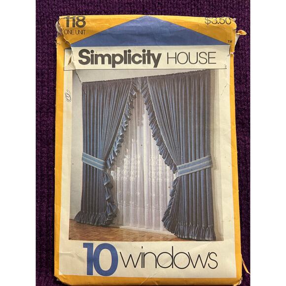 Simplicity 118 home curtain sewing pattern cards - Picture 1 of 2